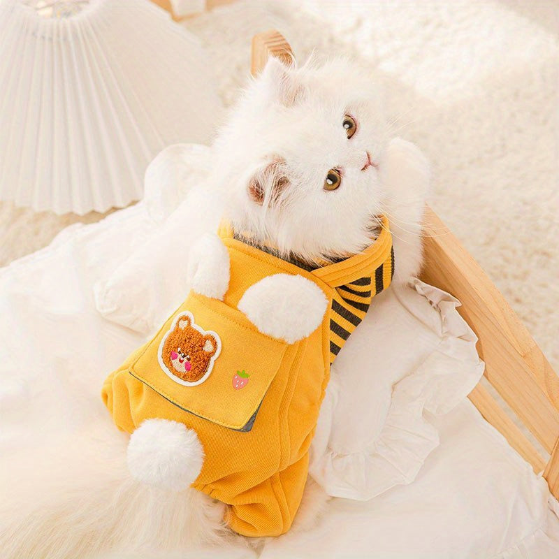 Cozy Winter Cat Onesie - Anti-Pilling & Easy Slip-On Outfit for Kittens, Small & Large Breeds - Soft Warm Sweater for Indoor/Outdoor Use - Cute Pet Costume for Cold Weather