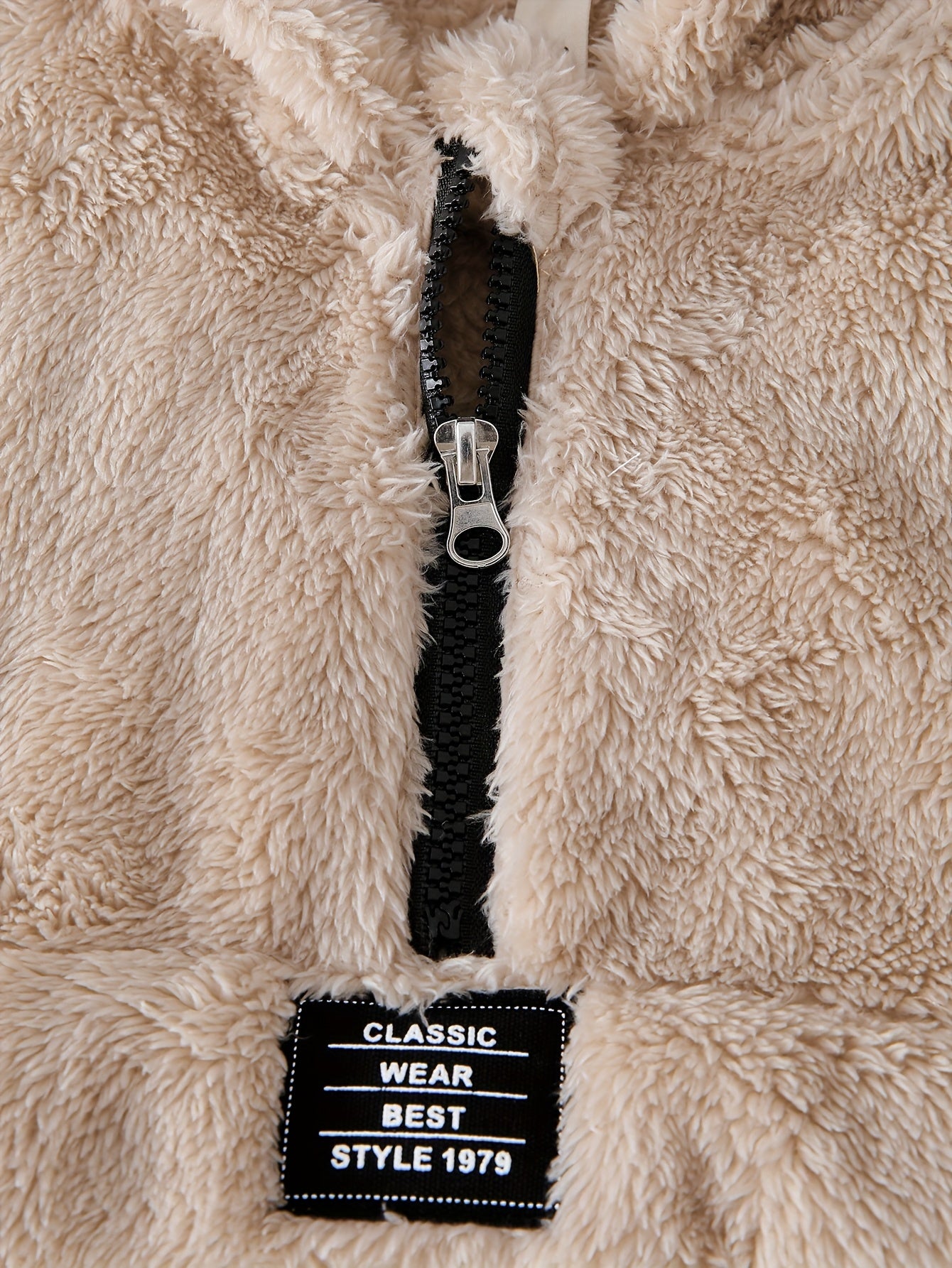Autumn and Winter New Fashion Set with Hooded Top, Fleece Warm Zipper Half-Open Placket Sheep Polar Fleece Patched Top Pants Classic Patched Daily Comfortable Casual Fashion Outdoor Versatile Long Pants 2pcs, Perfect for Outd
