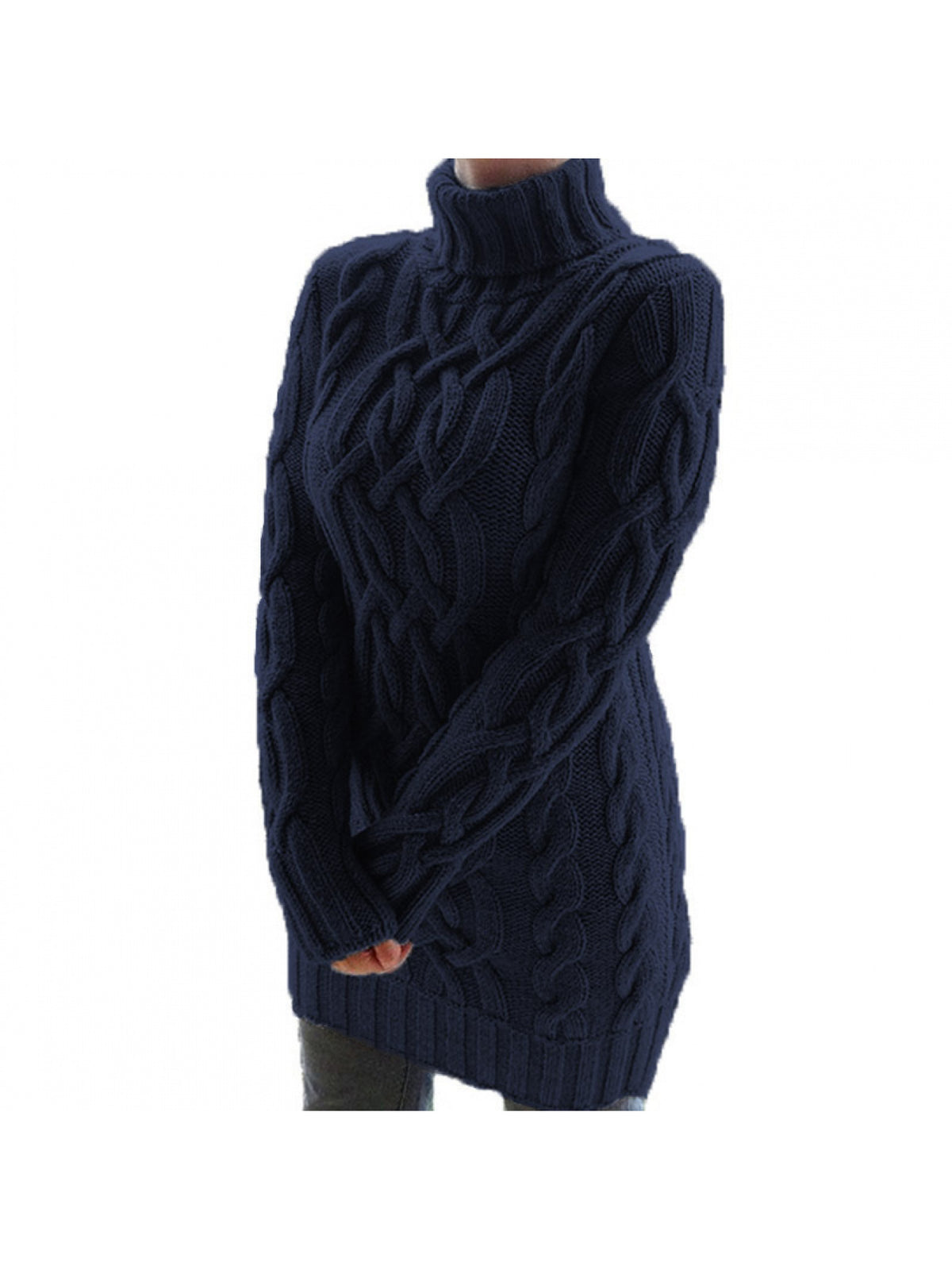 Women'S Retro Thickened Sweater - European & American Style Double Collar Pencil Dress, Solid Color Winter Warmth, Elegant Office & Semi-Formal Attire, Durable Thick Yarn Construction, Comfortable Casual to Professional Outfi