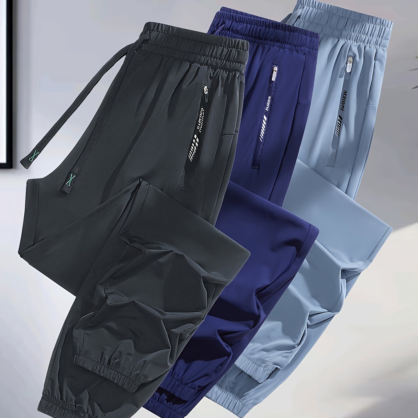 [3pcs Colorful Summer Joggers] 3pcs Women's Summer Casual Sports Pants | Ice Silky Fiber Fabric, Breathable, Elastic Waist, Tapered Running Cycling Joggers | Colorful