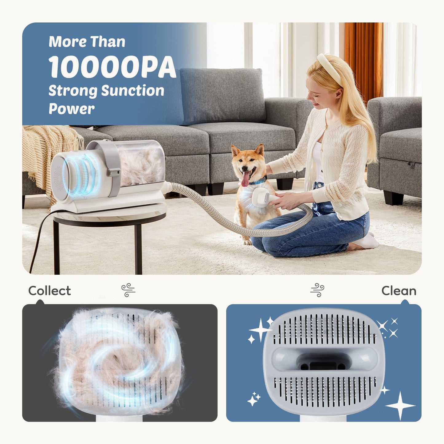 Professional Pet Grooming Vacuum Kit with Cordless Low Noise Dog Clippers, 2.5L Cup, 3 Suction Modes, and 5 Groomer Tools for Cats, Dogs and Other Animals Hair Trimmer