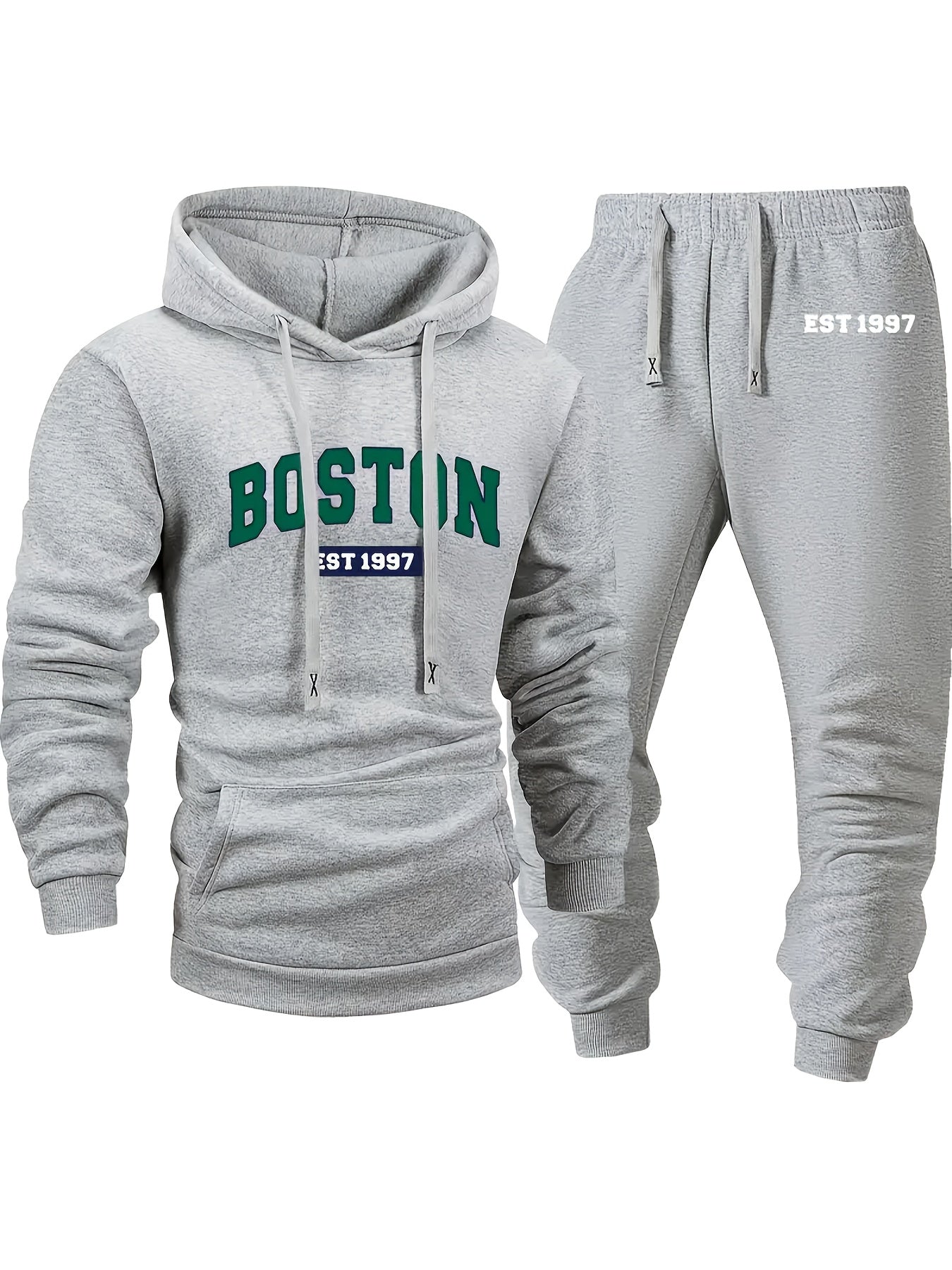 6pcs Men'S Spring/Autumn Solid Color Casual Suit, Long Sleeve Hoodie and Drawstring Pants, Outdoor Sports Leisure Set
