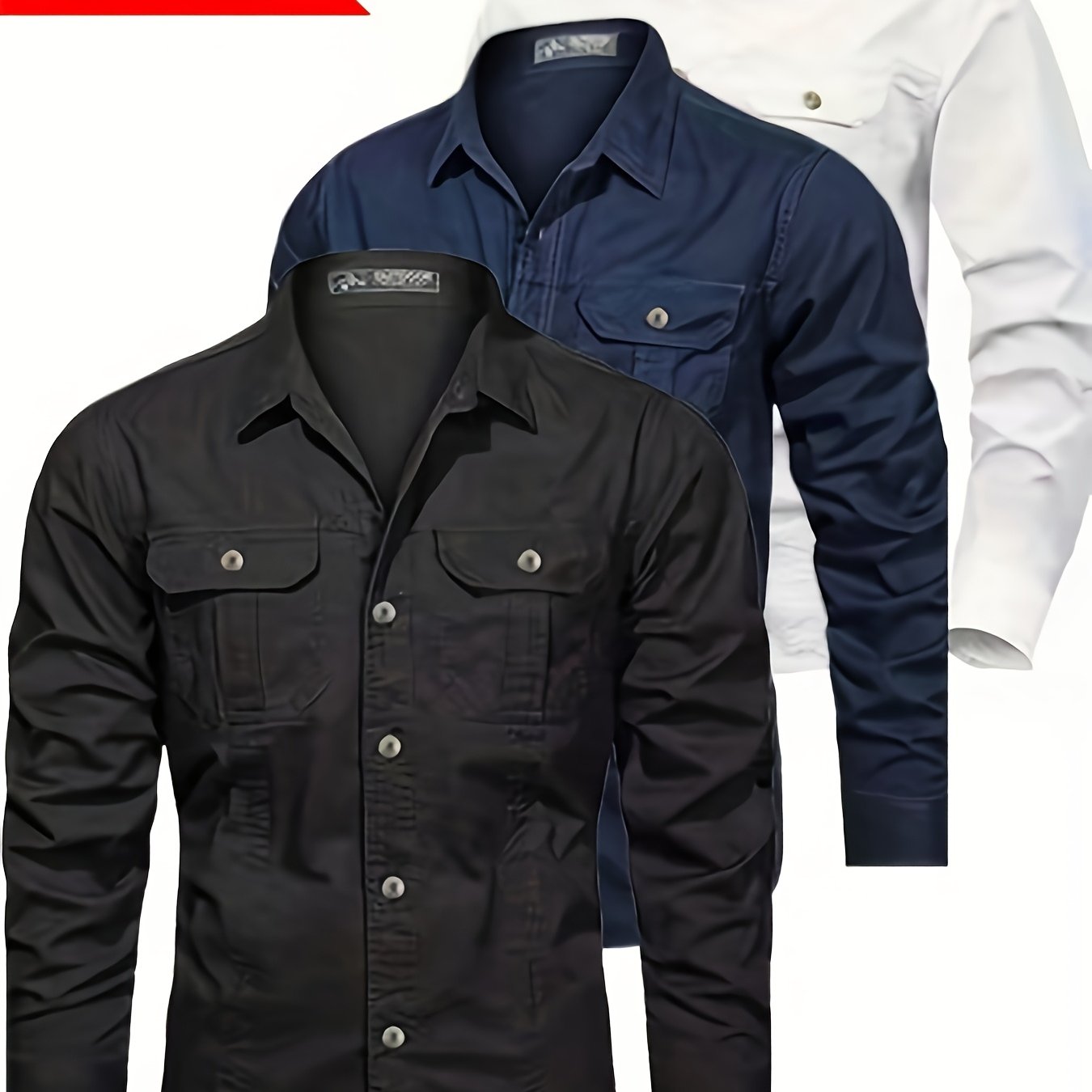 3pcs Set • Long-Sleeve Casual Outdoor Shirts • Multiple Pockets • for Spring And Autumn