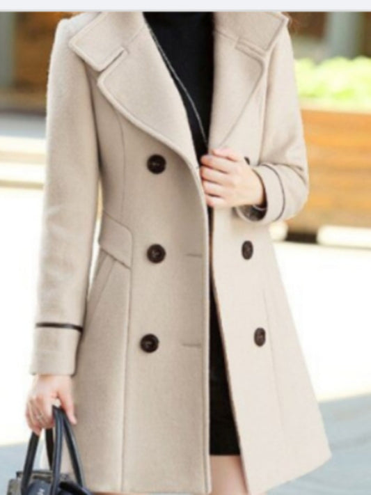 Women'S Slim Fit Korean Style Mid-Length Trench Coat - Lightweight Fall Winter Coat with Classic Notch Lapel Collar, Single-Breasted Button Front & Minimalist Silhouette, Versatile Casual to Semi-Formal Outerwear for Everyday