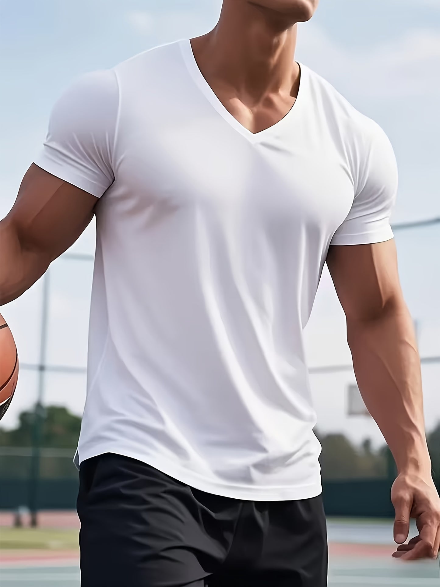 5-Pack Men'S V-Neck T-Shirts | Comfortable, Slightly Stretchable, Slim Fit, Versatile Design, Sportswear, Quick-Dry, Modern Style, Casual Sports Apparel