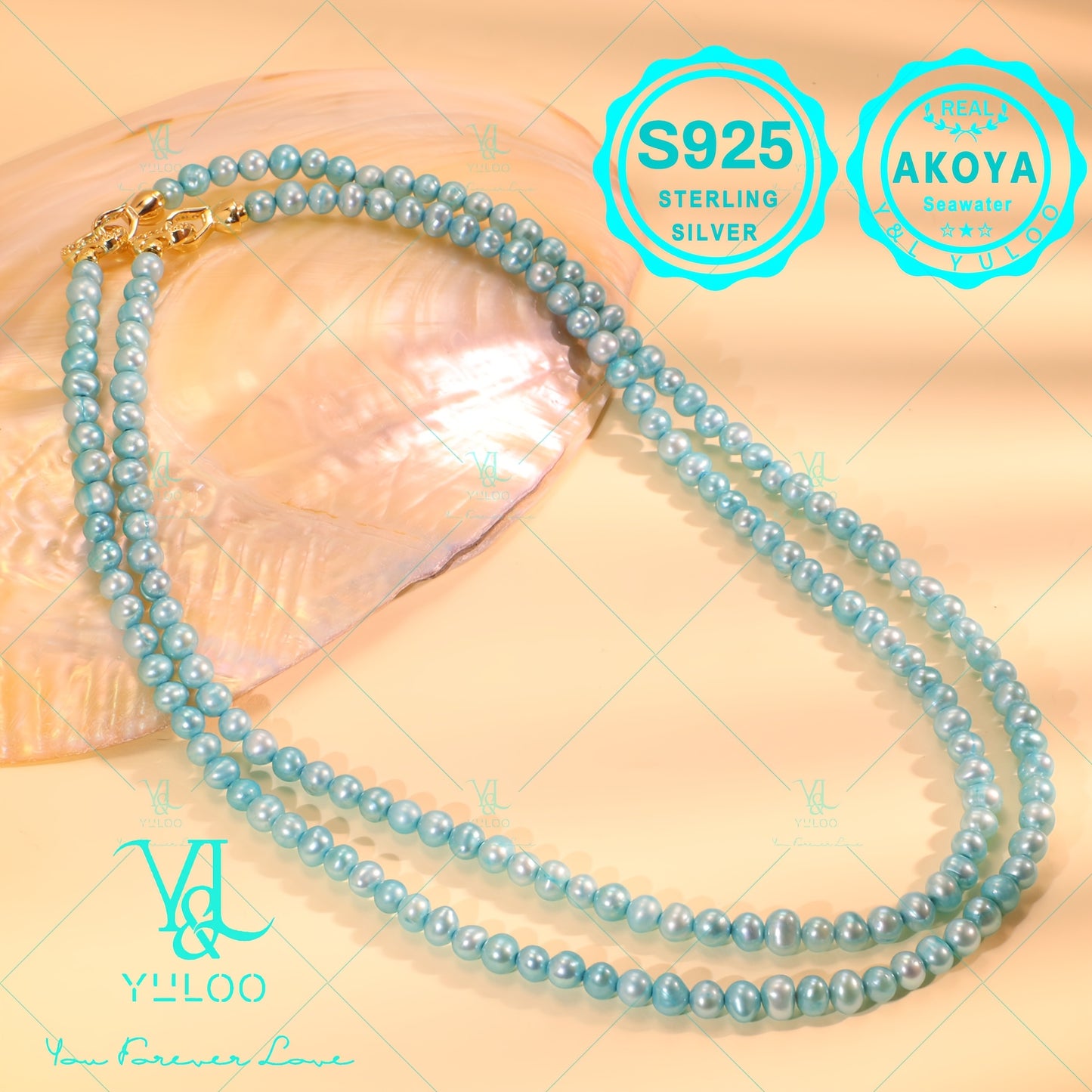 Natural Seawater Akoya Blue Saltwater Pearl Necklace, Women's Fashion Jewelry, S925 Silver, 16/18in, Women's Fashion Saltwater Pearl Necklace, Perfect Gift for Mother's Day, Wedding Anniversary, Valentine's Day, Or Any Other