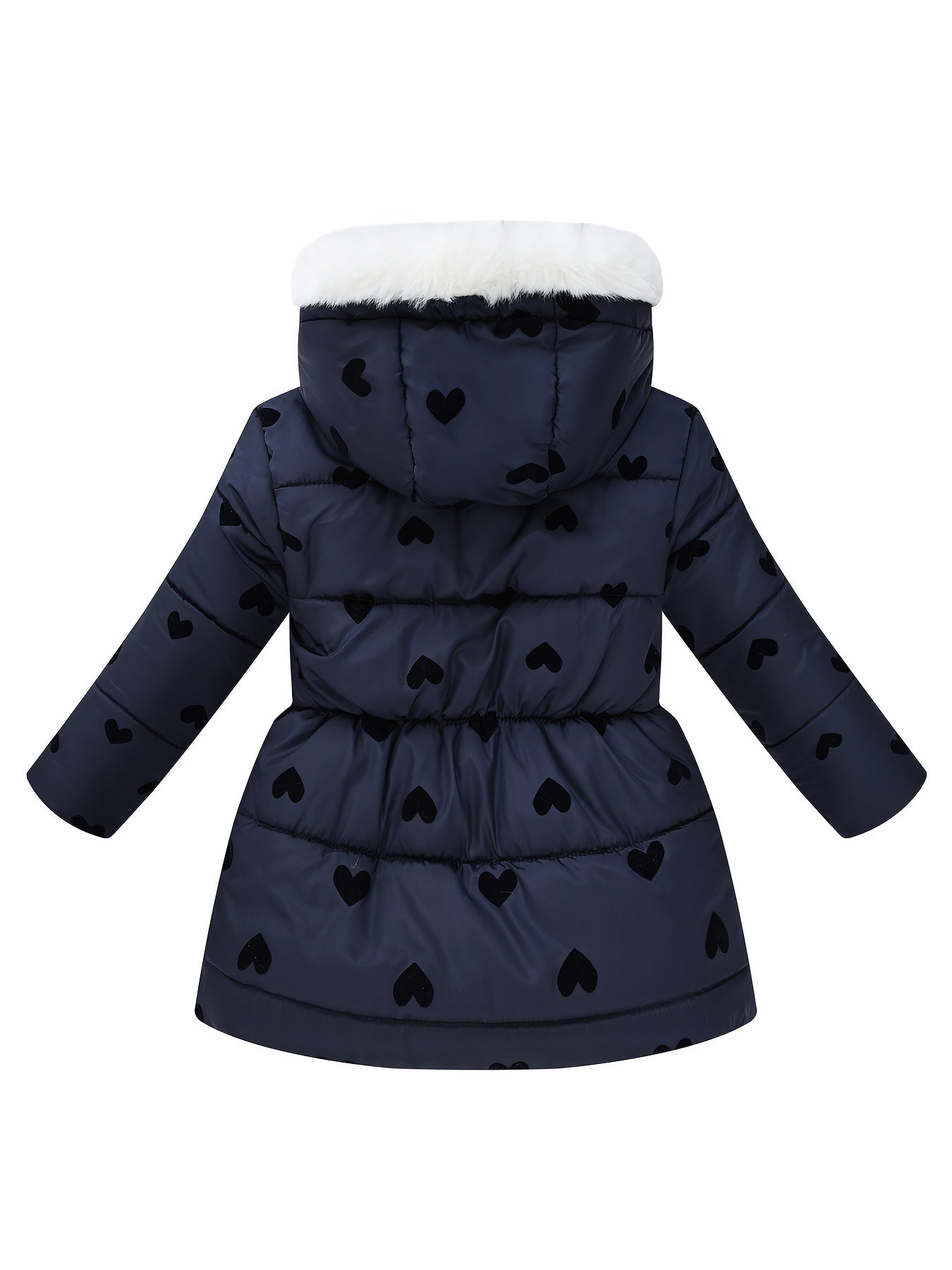 Autumn-Winter New Arrival Girls' -Lined Floral Print Hooded Coat, Fashionable Long Waistcoat for Toddlers and Kids