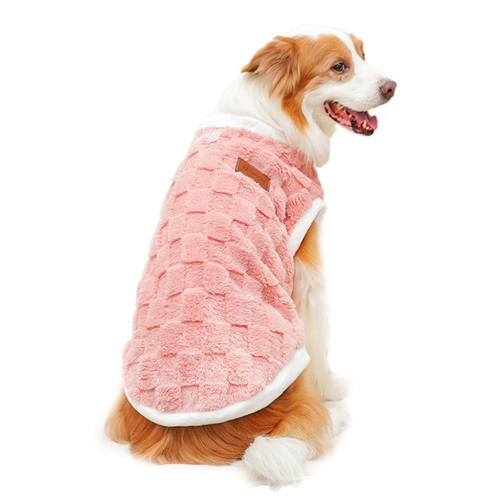Winter Warm Plush Dog & Cat Clothes for Large Dogs & Cats - Cozy Sweater Jacket with Slip-On/Overhead Style, Cold Weather Apparel for Golden Retrievers, Durable Pet Outerwear for Autumn and Winter
