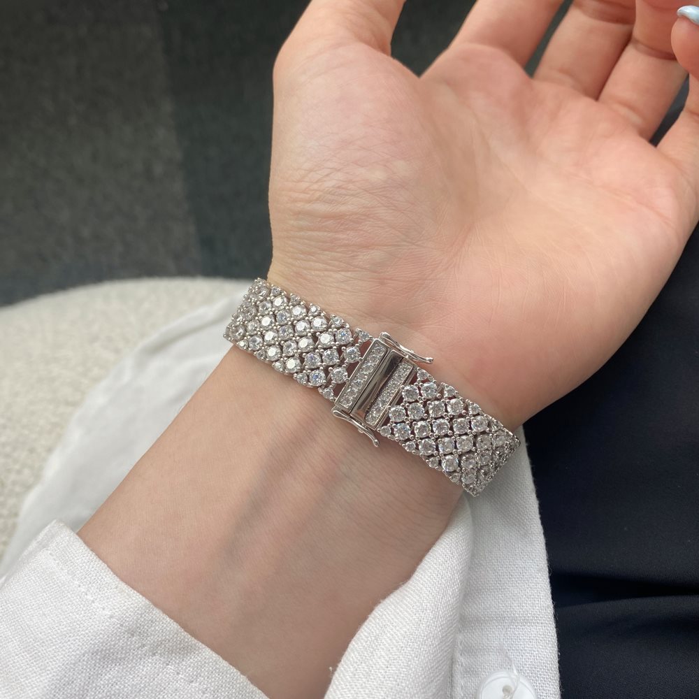 LYEE CYEE S925 925 Silvery Tennis Bracelet - French-Style Ultra-Shiny Synthetic Synthetic Zircon Accents, Plated, Lightweight & Durable for Weddings, Parties, Holidays, Birthdays, Anniversaries - Ideal Gift for Men, Tennis