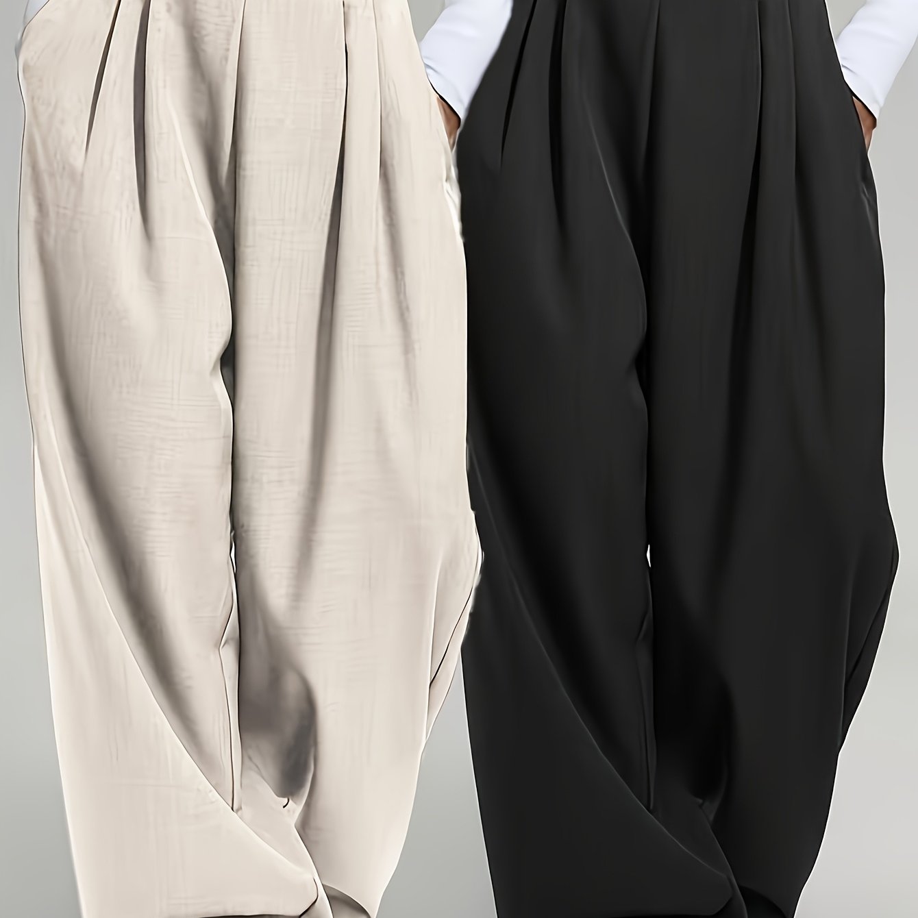 Elegant • Set of Two • Solid Color • Casual • Wide-Leg Pants