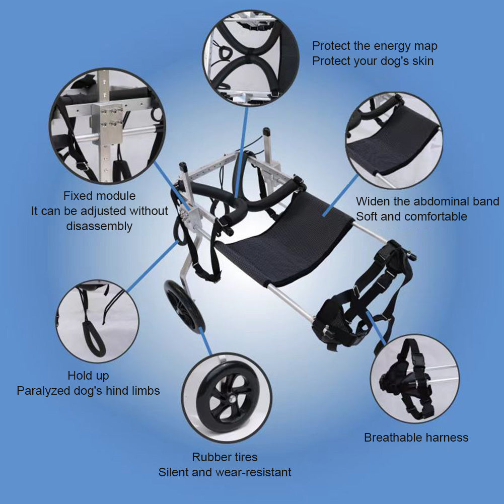 Adjustable Heavy-Duty Dog Wheelchair Cart for Large Breeds - Paralysis & Mobility Aid with Rear Limb Support, Hip Brace & Quad-Leg Stability - Lightweight Foldable Pet Wheelchair for Disabled Labrador, German Shepherd, (Up to