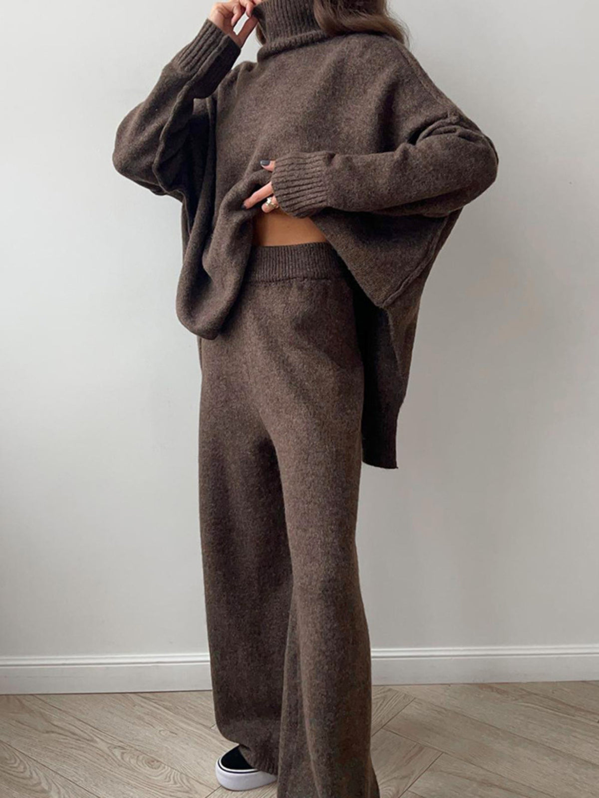 Women's Turtleneck Sweater Set- Thickened Long Pants Loose Fit Autumn Winter