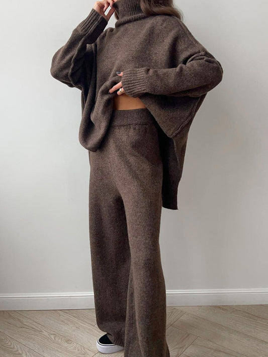 Women's Turtleneck Sweater Set- Thickened Long Pants Loose Fit Autumn Winter