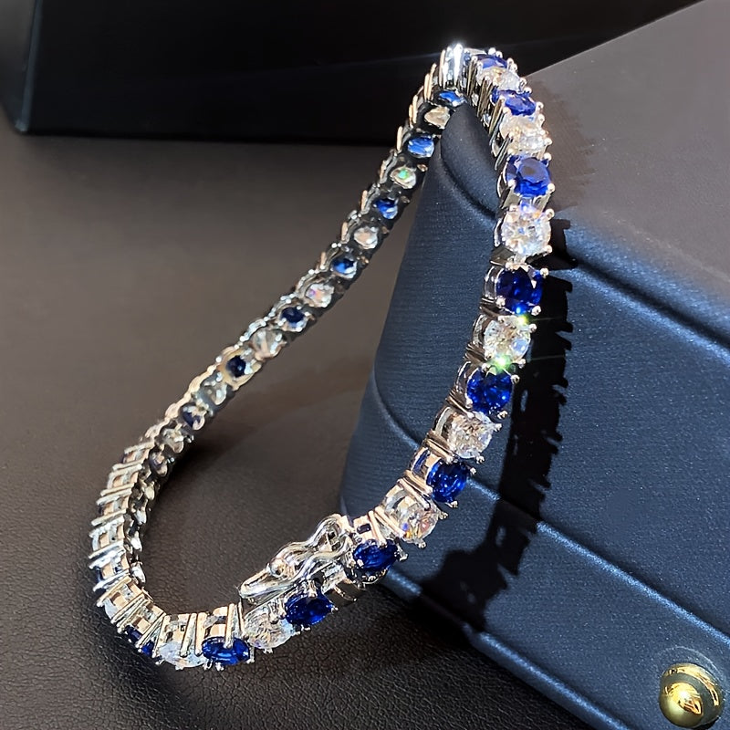 1pc Italian Luxury 925 Silver Moissanite Inlaid Bracelet, Designed And Hand-crafted By An Italian Designer, Is Perfect As An Anniversary Gift for Your Wife, Suitable for Various Occasions Such As Banquets, And Comes with A Be