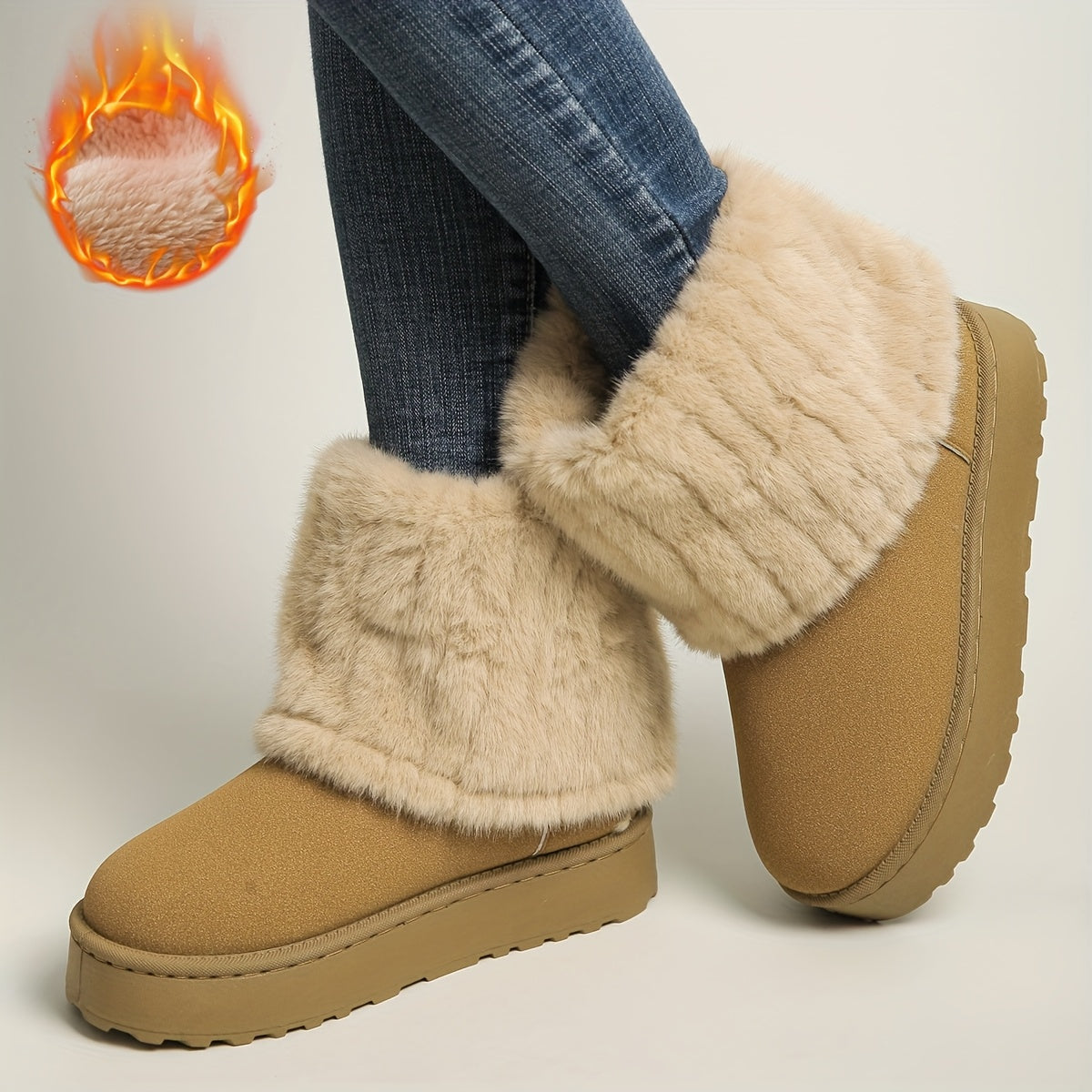 2025 New Women'S Shoes - Cold-Proof Snow Boots With Non-Slip Rubber Sole, Lightweight & Slim-Fit, Suitable For Snowy Walks/Commuting/Travel, Warm Plush Lined (Beige/Camel/Black)