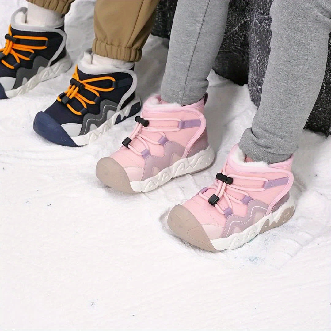 Mutoon Boys' & Girls' Winter Snow Boots with Plush Lining - Warm Insulated EVA+TPR Sole, Lace-Up Closure, Round Toe, Lightweight Outdoor Hiking Boots for Snow, Ice, And Cold Weather, Winter Boots, Snow Boots For Boys, Snow Bo