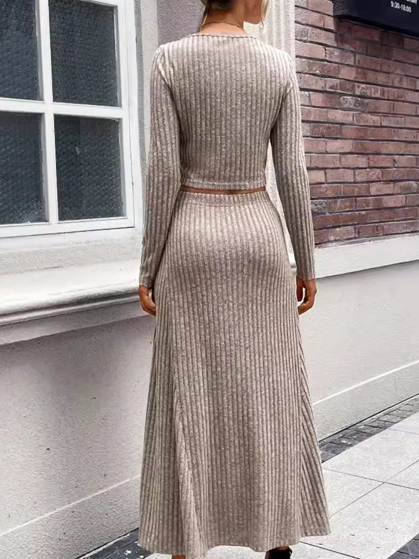 Women's Autumn& Winter Tight Fitting Ribbed Long Sleeve Casual Set Inner Wear Style