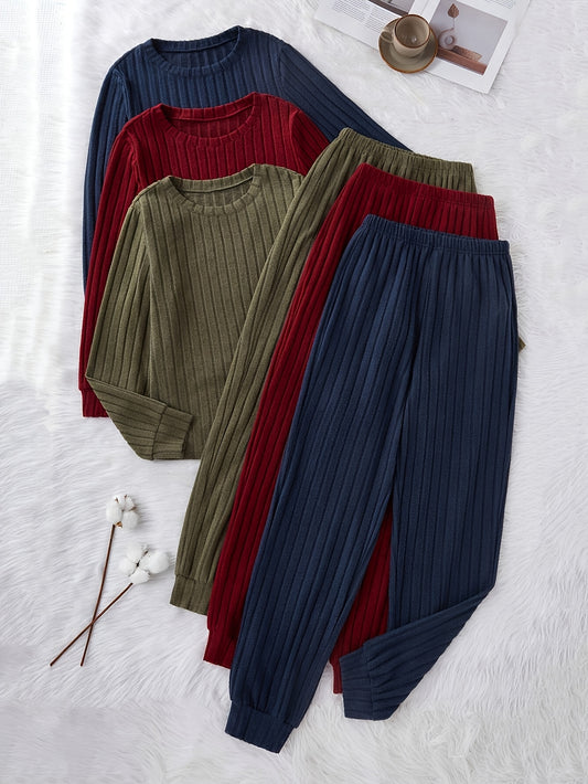 6pcs Women'S Sports Suit, Fleece Fabric, Long Sleeves And Long Pants, Comfortable Fabric, 3 Color