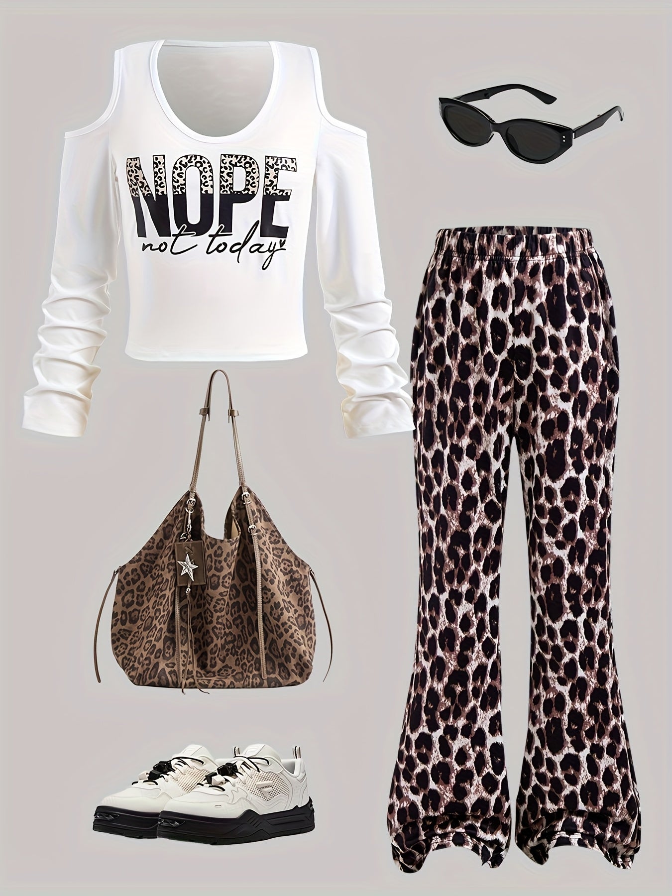 2pcs Girls' Autumn/Winter Casual Set 2025 New Long Sleeve Top + Drawstring Pants Two-Piece Korean Style Loose Fit Sportswear for Students, Trendy Streetwear, Perfect for Outdoor, For Teenager, Nope Not Today, Girl Clothes, Sp