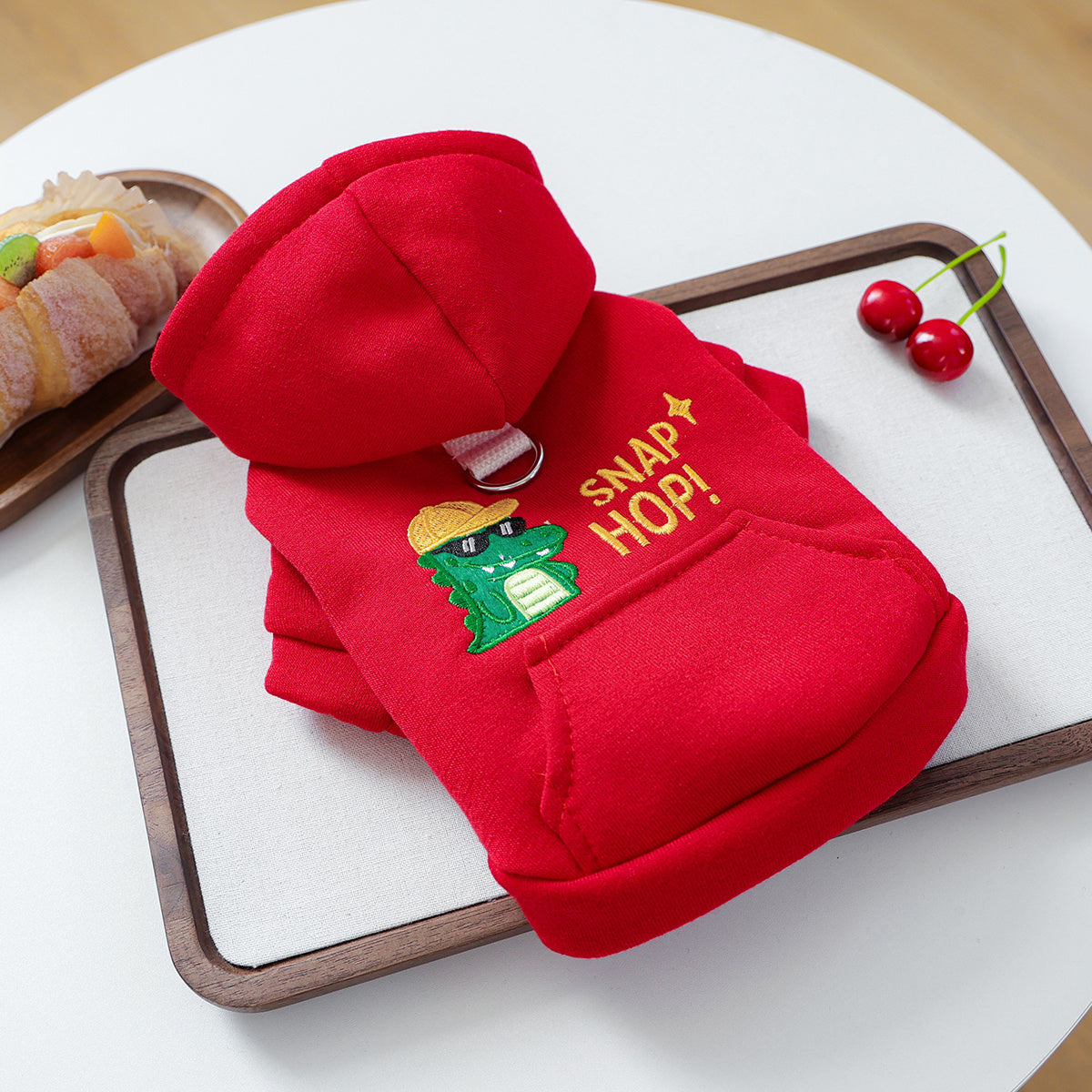 Small Dog Sweatshirt- Warm Winter Gear Suitable for Puppies and Small Dog Breeds, Soft and Easy-to-Button Design, Comfortable Red Pet Clothing for Chihuahuas, Pomeranians, Shih Tzus- Autumn and Winter Indoor Wear, Fun Pattern