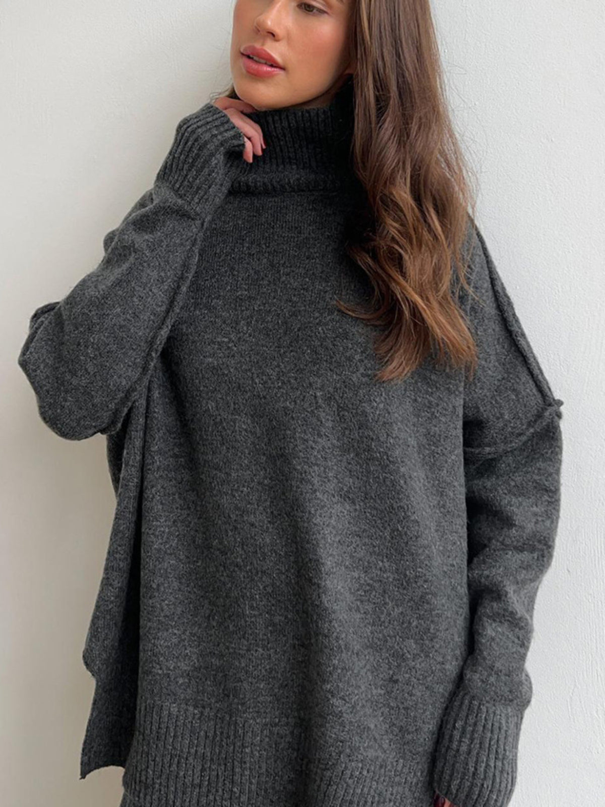 Women's Turtleneck Sweater Set- Thickened Long Pants Loose Fit Autumn Winter