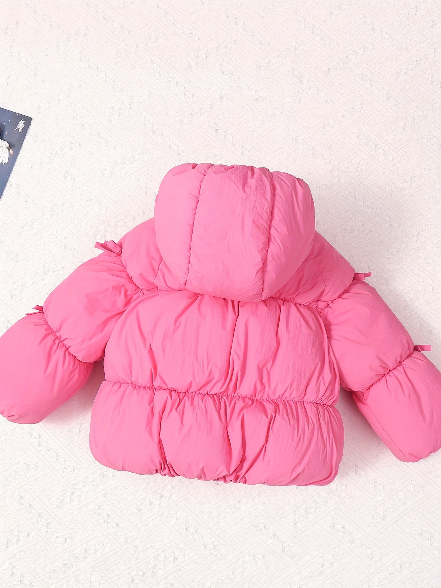 Girls' Winter Warm Hooded Jacket with Heart & Bow Accent - Cute Red Coat, Full-Zip Front Closure, Soft Polyester, Cozy Fall/winter Outerwear For Everyday & Special Occasions, Winter Clothes For Girls, Fall Winter Wear, Playfu