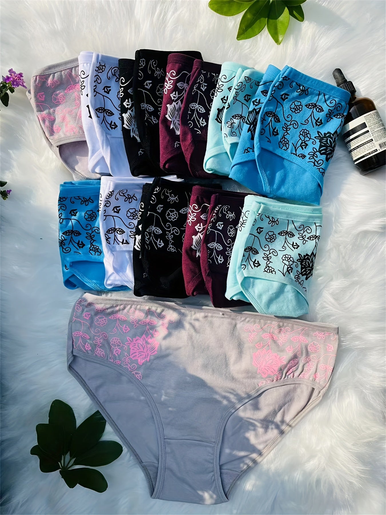 12pcs/Set Mid Waist Pure Print Panties Women Body Slimming Underwear Breathable Ladies Briefs Sexy Comfort Ladies Lingerie (6 Color Random Delivery)