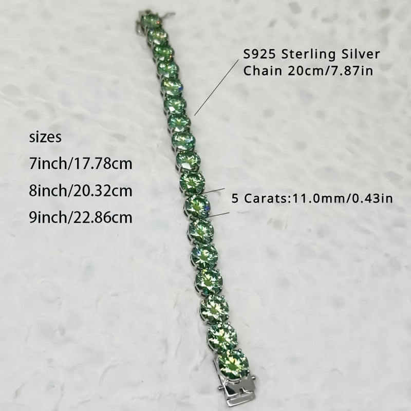 1pc S925 925 Silver 85 carat green Moisanne for moms, dads, wives and daughters, perfect for Casual Attire, Father's Day, Valentine's Day, parties, personality, creativity, holidays, weddings and banquets