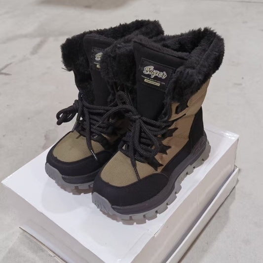 Boys' Winter Snow Boots - Lightweight Warm Ankle Boots with Anti-Slip TPR Sole, Elastic Closure, Round Toe & Faux Cover Upper - Brown/ Color Options for Outdoor, School, Winter Boots For Boys, Snow Boots For Girls, Snow Boots