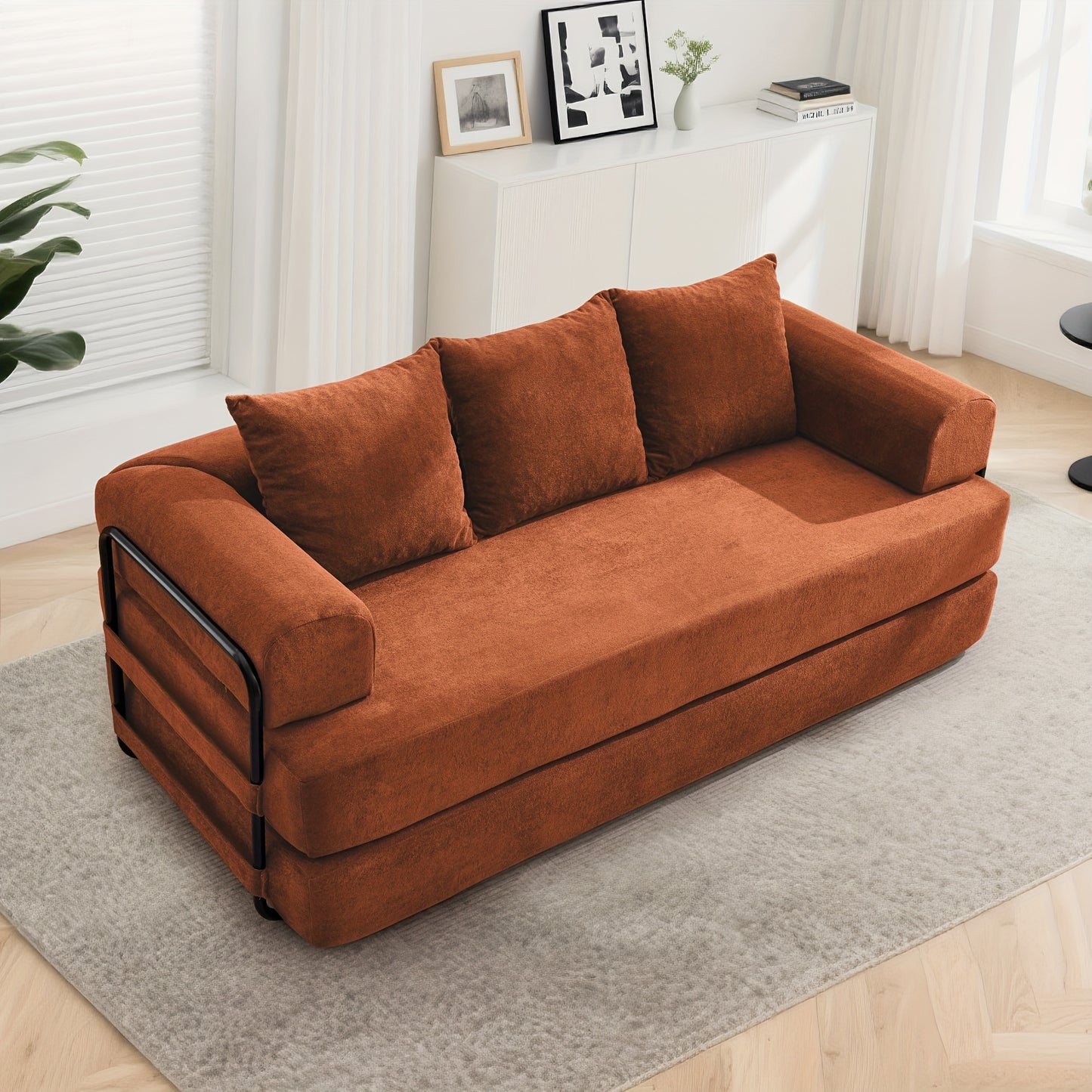 75-inch Living Room Sofa Bed, KORSER Modular Sofa, Double Multi-position Sofa Bed, Elegant Decoration, Thick And Comfortable Cushions, Durable Structure, Extra Deep Seat Sofa, Comfortable Chenille Fabric