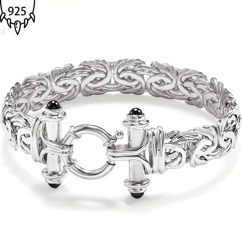 925 Silver 8mm Classic Byzantine Bracelet, Handmade Women's Jewelry, Anniversary Graduation Valentine's Halloween Thanksgiving Christmas Father's Mother's Day Gift, Exquisite Gift Box, Perfectly Suited, Graduation Present, Se