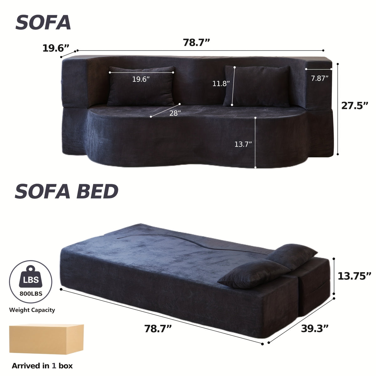 No Assembly Required Convertible Folding Sofa Bed with Memory Foam Cushions & Pillow - Queen Sleeper Sofa, Space-Saving Modern Loveseat Couch for Small Apartments, Living Room, Guest Room - Easy Foldable Design in Orange