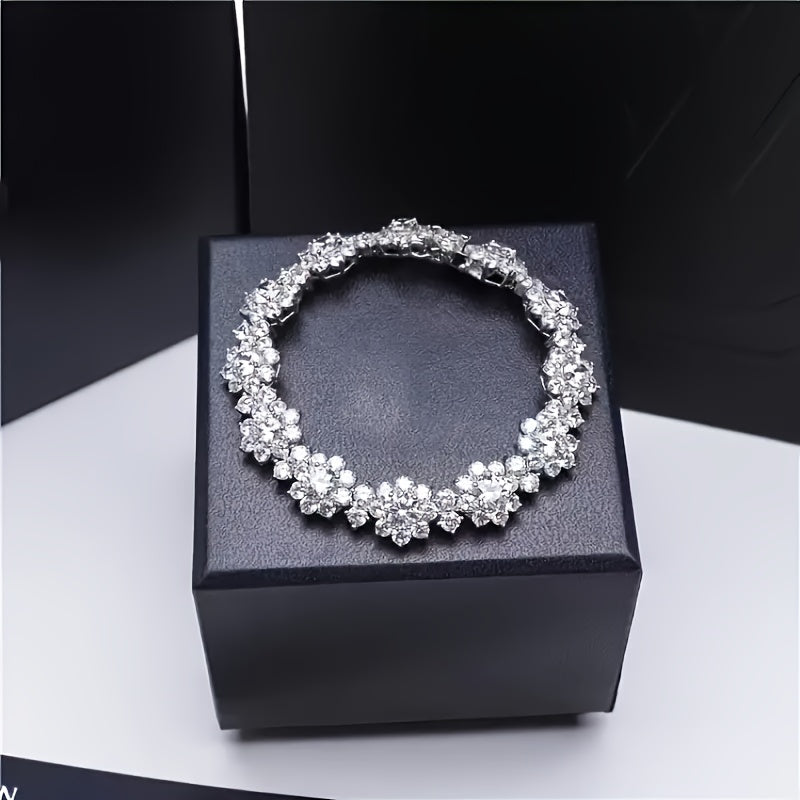Luxurious 925 Sterling Silvery Moissanite Tennis Bracelet, December Birthstone, Synthetic Gemstone, Perfect for Casual Attire & Gifting, All-Season Fashion Accessory