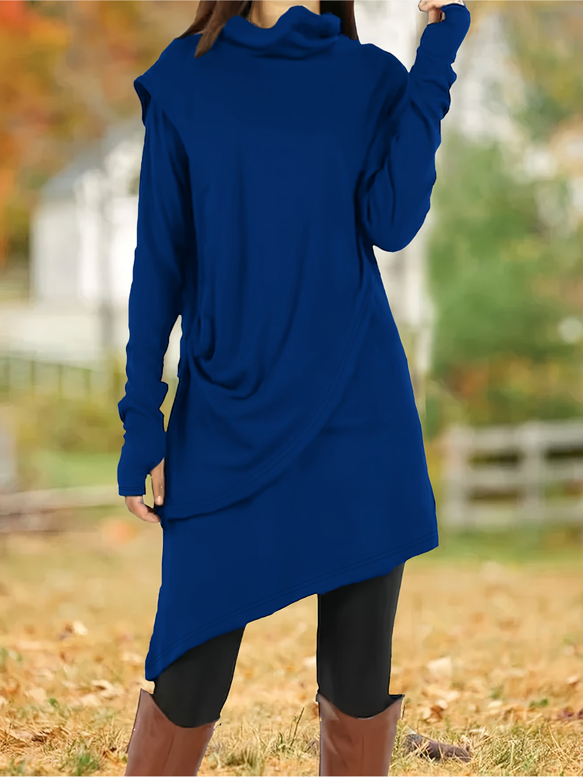 Women'S Elegant A-Line Slim-Fit Long Sleeve High Neck Dress with Short Jacket Sleeves - Solid Black Round Neck Winter Dress for Office, Party, Wedding Guest - Machine Washable Fall Winter Formal Attire, Casual to Semi-Formal