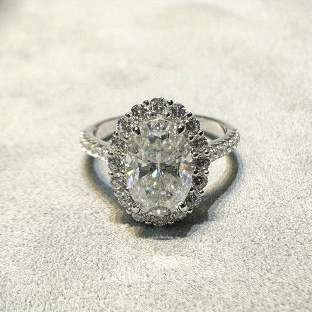 1pc Elegant 18K Gold Plated 925 Sterling Silver Pigeon Egg Moissanite Engagement Ring, 4.5 Carat Irregular Cut, Women'S Fine Jewelry