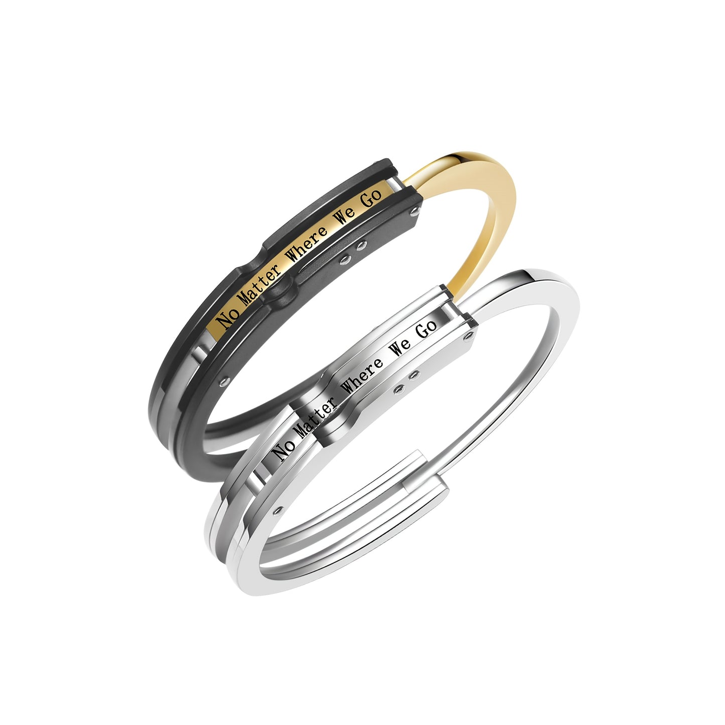 Couples Bracelet Stainless Steel Cuff Bracelet Love Matching Bracelets Gift For Girlfriend Boyfriend Men Women Valentine'S Day, Without Battery