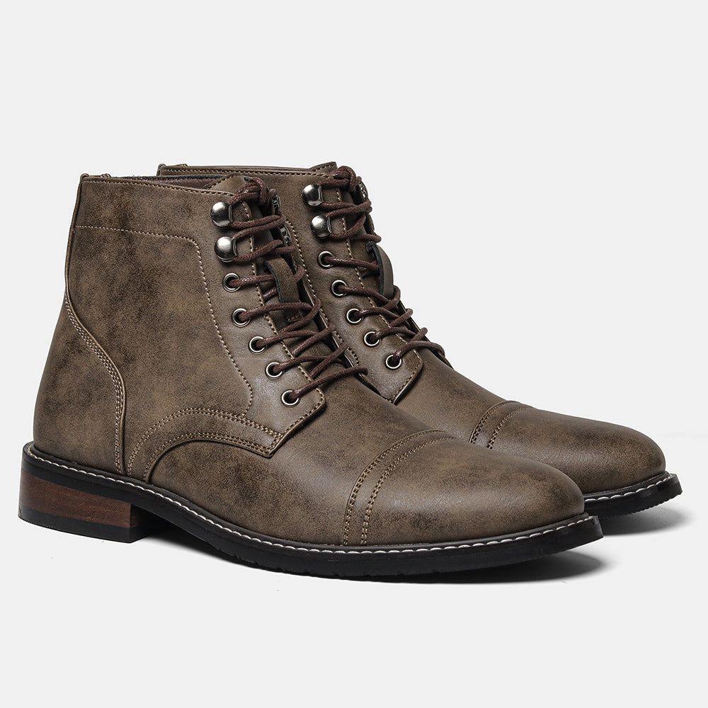 Men'S British Style Work Boots - Slip-On Ankle Boots with Round Toe, Faux Cover Upper & Rubber Sole, All-Season Casual & Formal Shoes for Weddings, Parties, Office & Casual Attire, Party Footwear, Classic Design, Sturdy Sole,