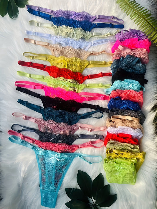 30 Pcs/Pack Ladies Transparent Lace Sexy Thongs V-Strings Panties Women G-string Bikini Comfy Breathable Intimates Nightwear Women's Lingerie & Underwear (15 Color Random)