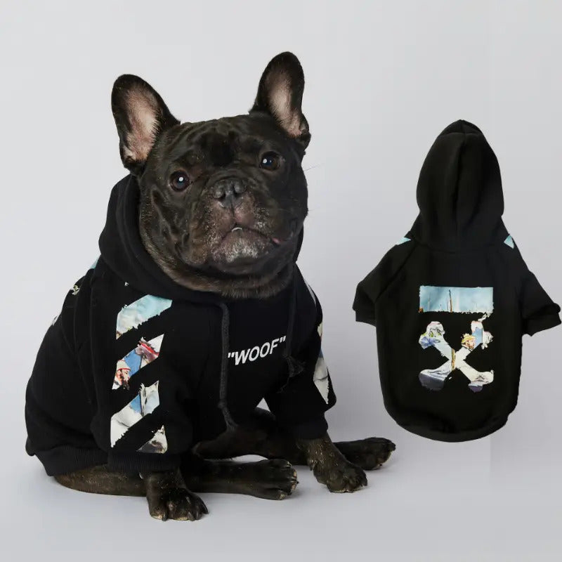 XXL Large Dog Hoodie - French Bulldog Sweater Jacket with Adjustable Hood & Front Pocket, Cozy Pullover for Medium & Large Breeds, Winter Warmth, Spring & Fall Clothing, Cute Puppy Design, Hand Washable (Black) - Ideal for Fr