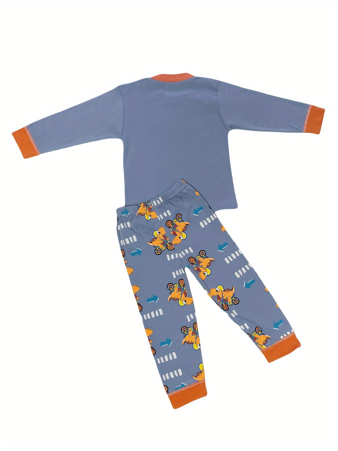 Eight Pieces And Four Sets Of Combination Autumn Simple Fashion Full Print Set Car Dinosaur Astronaut Full Print Lovely Children Love Locomotive Astronaut Dinosaur Print Series Autumn Set Comfortable And Breathable