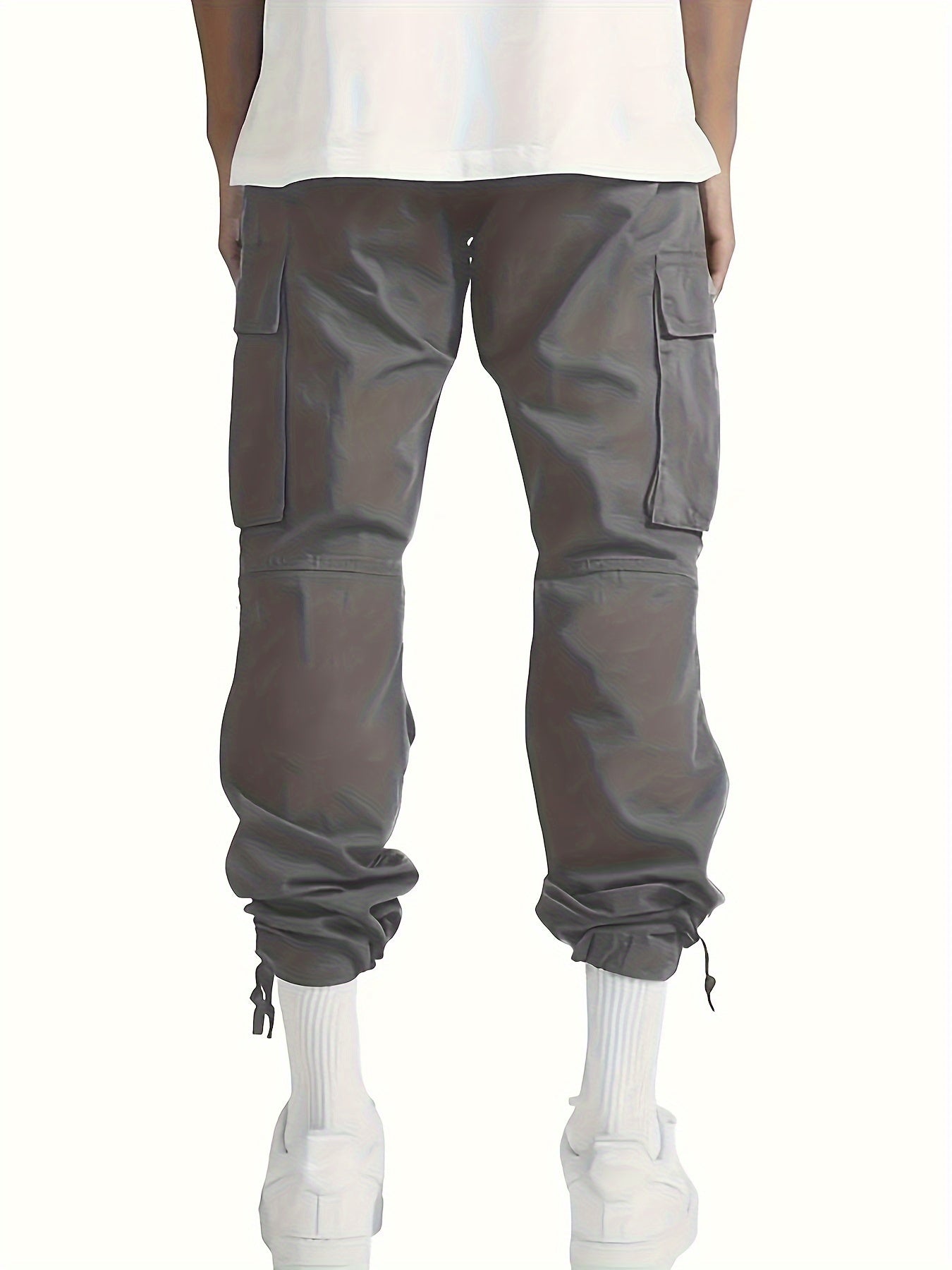 4pcs 's Heavy-Duty Cargo Pants with Elastic Drawstring Waist & Multi-Pocket Work Pants - Loose-Fit -Style Trousers for Outdoor,, Camping (Grey/Beige/Black/Brown) - Machine Washable (Teens & Adults), Perfect for Outdoor, for T