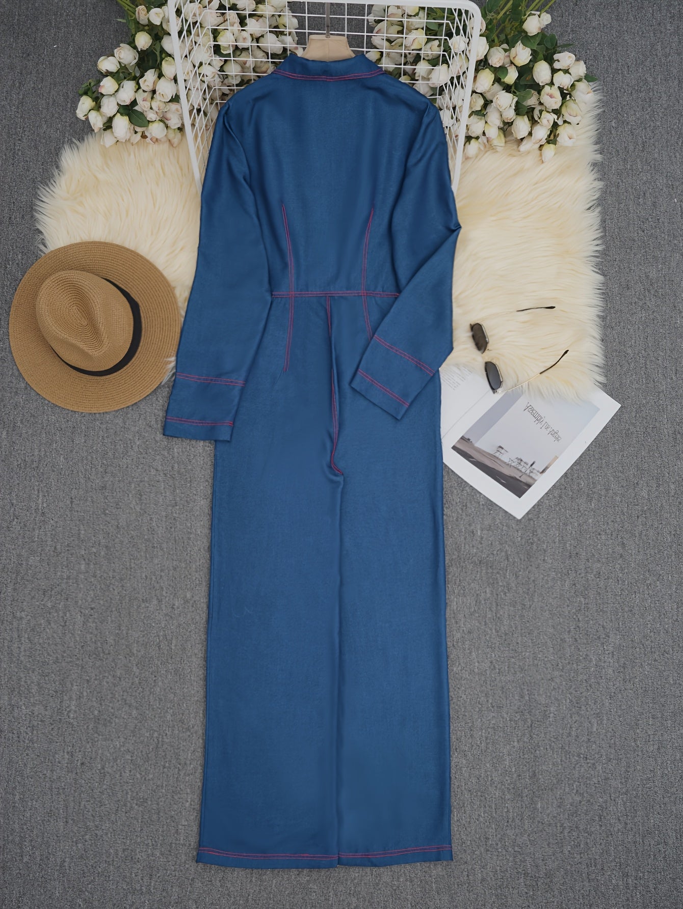 [Printed Design Jumpsuit] Vintage Casual Wide-Leg Jumpsuit | Printed Design – Not Textured Loose