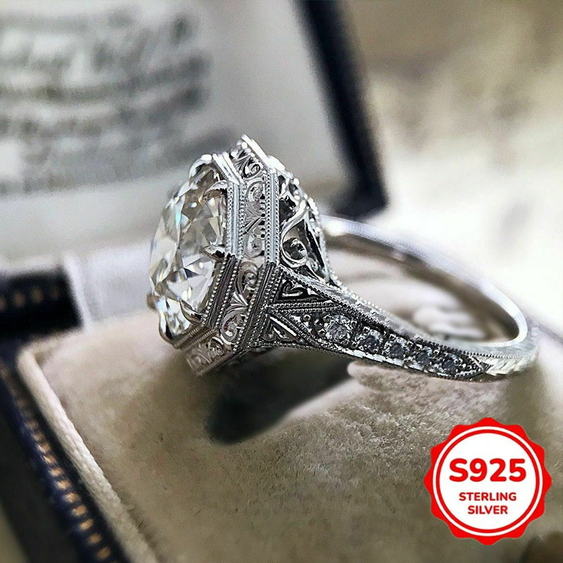 Fashionable and creative wide face 925 sterling 925 silver plated 3A Zirconia ring, unique and exquisite wedding anniversary exchange gift, for Teenager