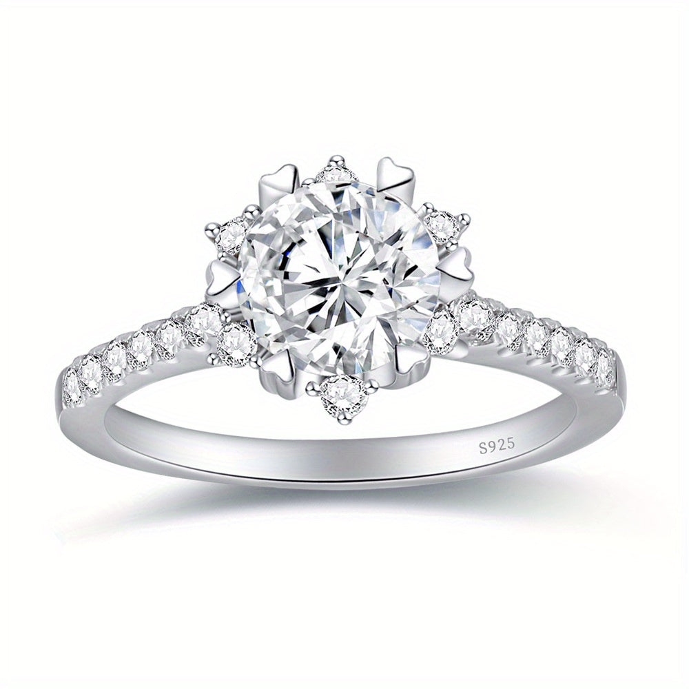 1.2ct moissanite six-claw classic snowflake inlaid ring, fashionable love ring, Women'S Valentine'S Day anniversary gift, with exquisite gift box., Perfect for Wedding, Valentine'S Day, Anniversary, Party, Formal, Everyday, m