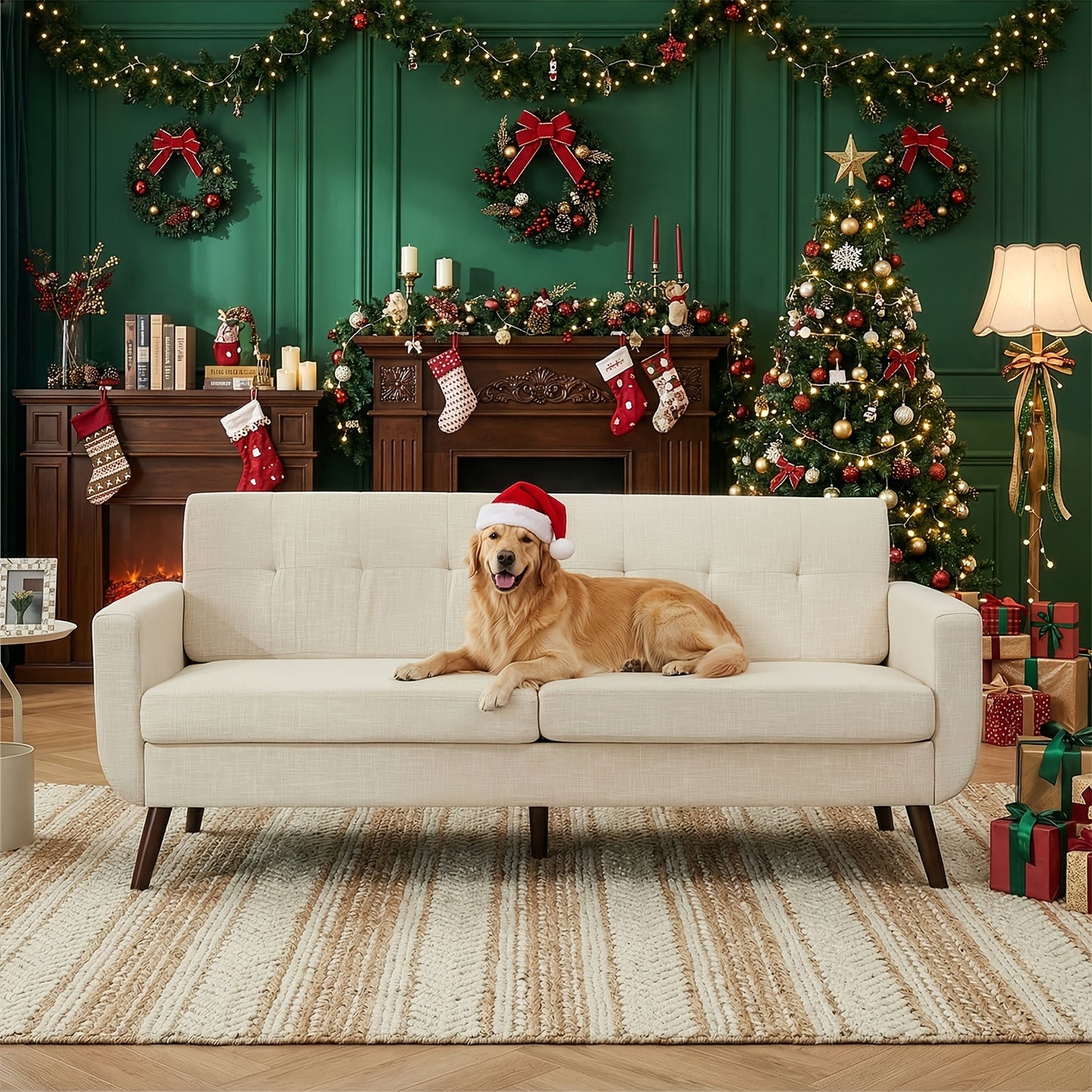 Mid Century Modern Loveseat, Button Tufted Accent Sofa, Small Couch for Living Room, Office & Small Spaces, A Top Choice for Christmas Gifts.