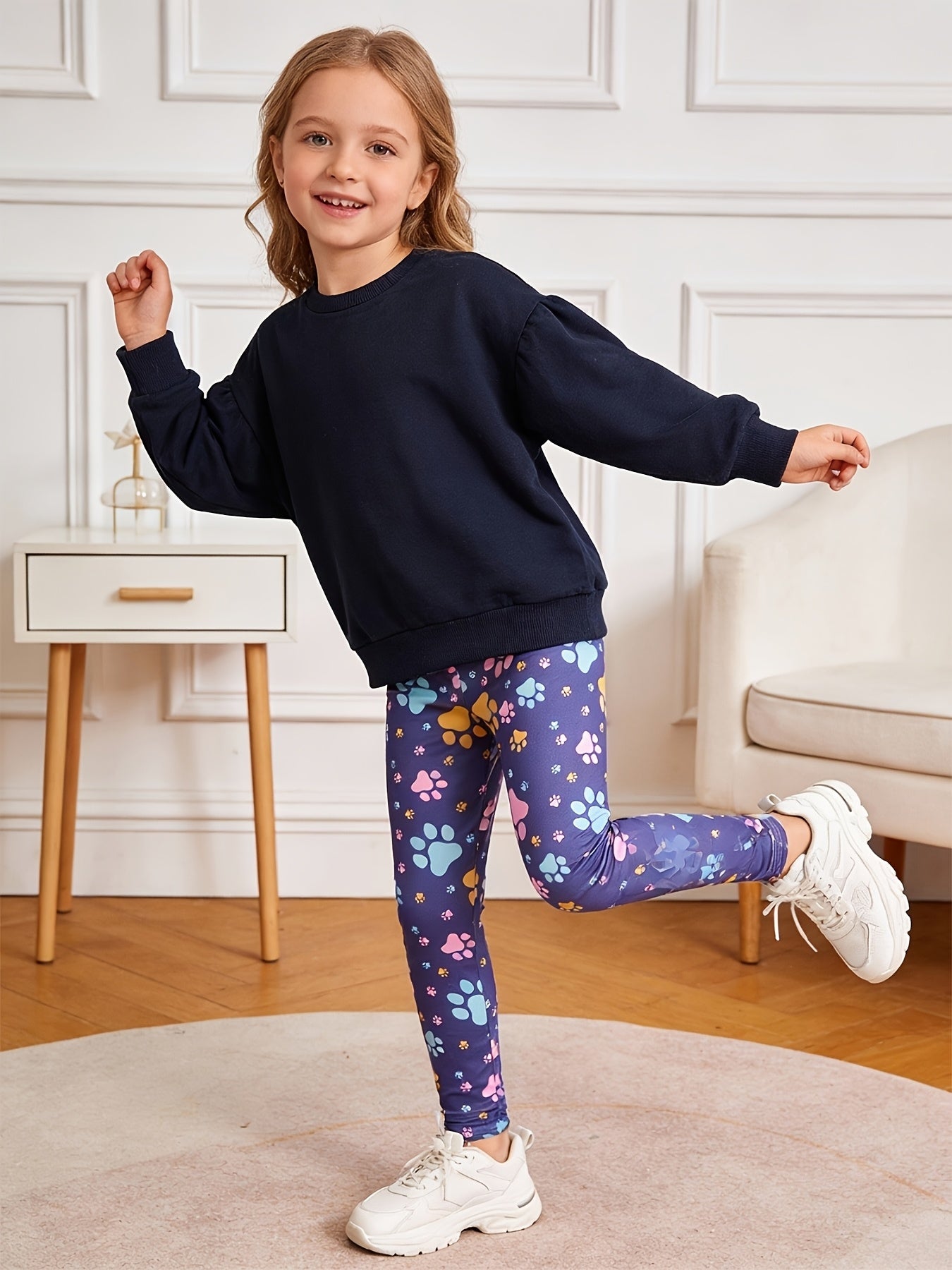 5pcs Girls' Black Stretchy Full-Length Leggings - Thin Spring Style Versatile Fashion Staple for Back-to-School, Dance, Ballet & Casual Wear - Hand Washable Pack