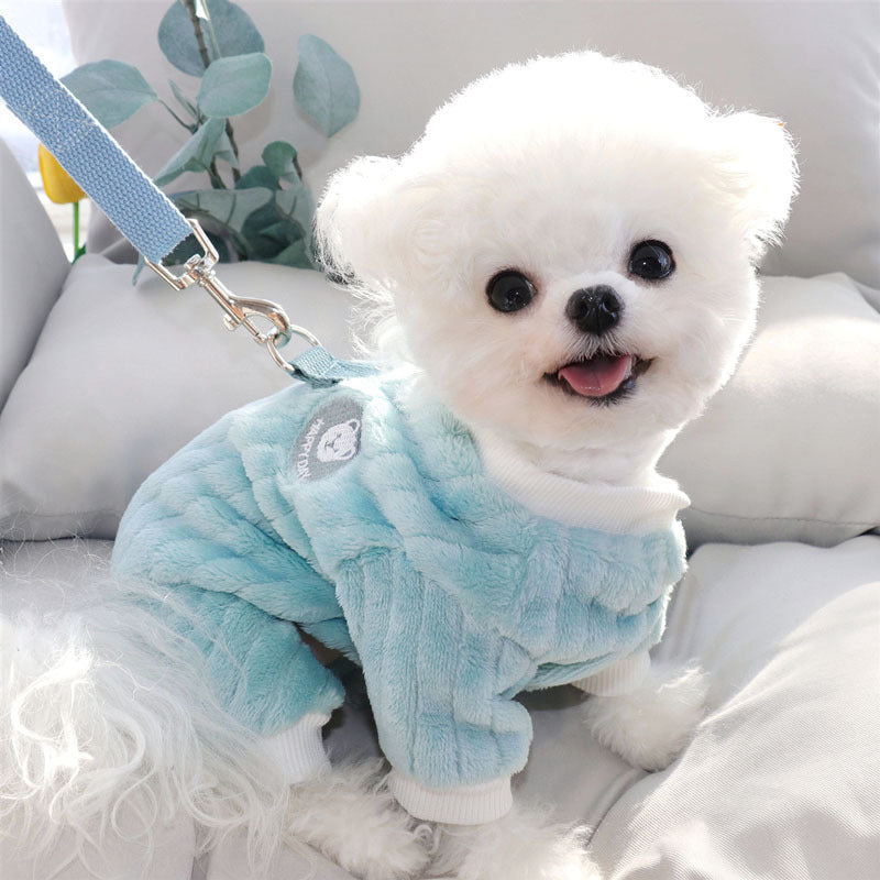 Winter Dog Clothes for Small Dogs with Snap Button Closure - Warm Four-Legged Jacket for Bichon, Teddy, Pomeranian, Schnauzer Puppies - Cold Weather, Easy Wear ( Winter Outfit)