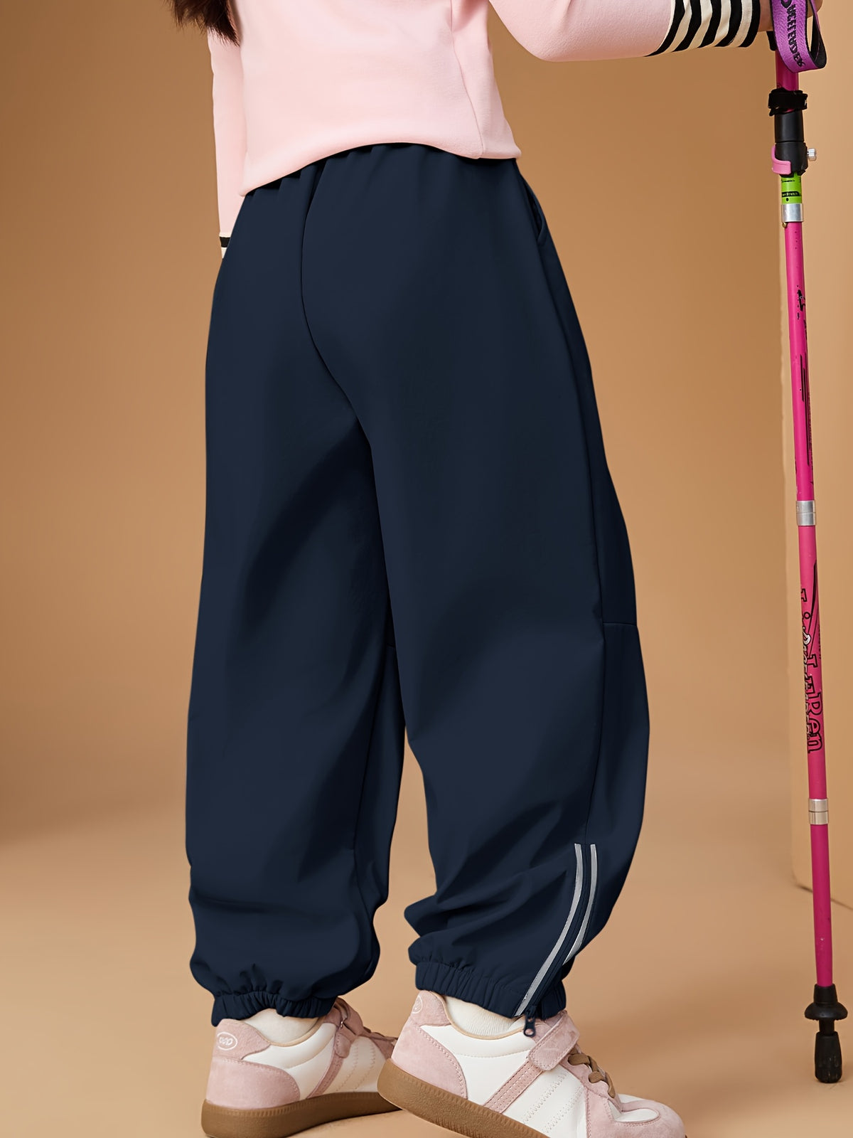 ASK JUNIOR Girls & Winter Thermal Trousers - Navy Blue Tapered Leg Warm Pants with Elastic Waist, Warm Jacket-Like Design for Kids & Teens, Casual & Athletic Wear (No Belt, Hand Washable) - Cold Weather Pants, Perfect for Out