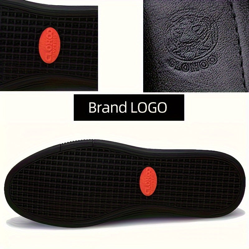 [Men's Business Casual Shoes] CLOHOO Men's Slip-On Loafers | Two-Layer Cowhide Rubber Sole Business Casual Faux Leather Shoes Soft Bottom Comfortable