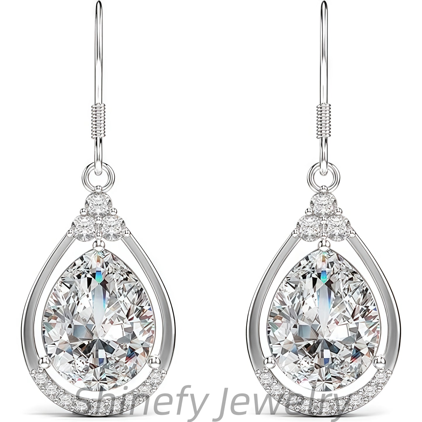 925 Sterling Silvery Teardrop Moissanit Drop Dangle Earrings for Women Pear Cut VVSD Moissanit Dangle Earrings Hypoallergenic Jewelry, Wedding, Carnival, Thanksgiving, Christmas, Birthday Send Lovers Send Family Send Friends